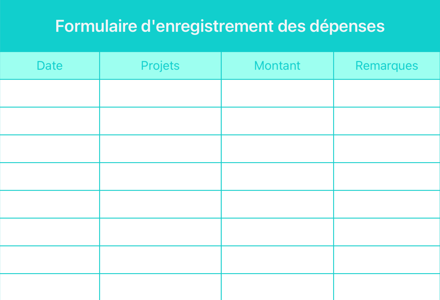 Formulaire d'enregistrement des dépenses